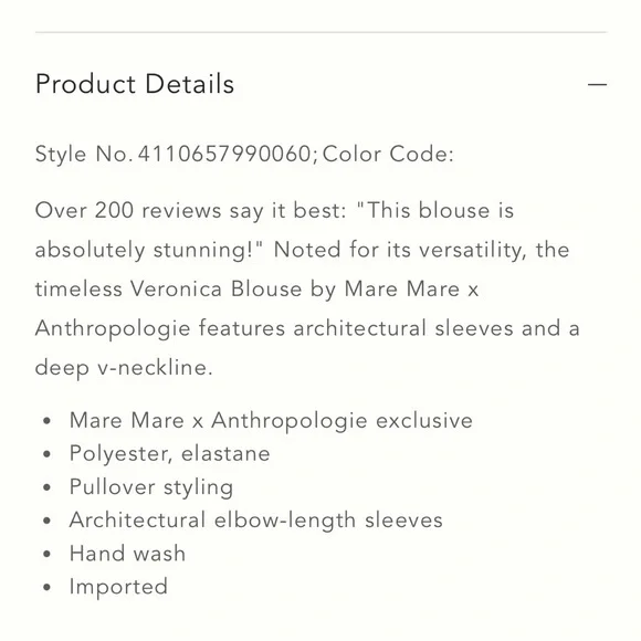 Anthro Chic V-Neck Blouse Women’s Medium NWT - Picture 14 of 16